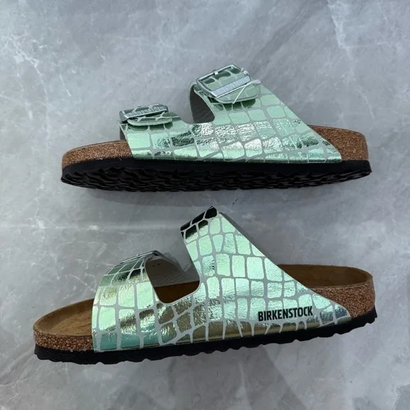 Women’s Birkenstock Arizona Gator Gleam Mineral Two-Strap Sandal Size 39 / 8-8.5 - Picture 7 of 14